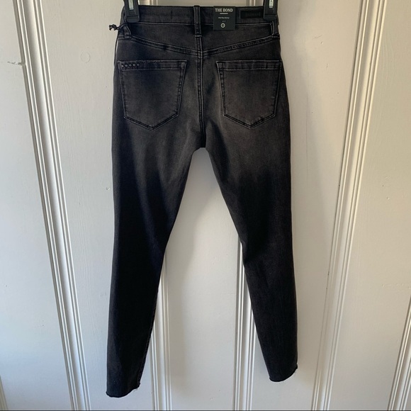 BlankNYC The Bond Midrise Dark Gray Distressed Raw Hem Skinny Jeans Size 24 NWT - Picture 4 of 5
